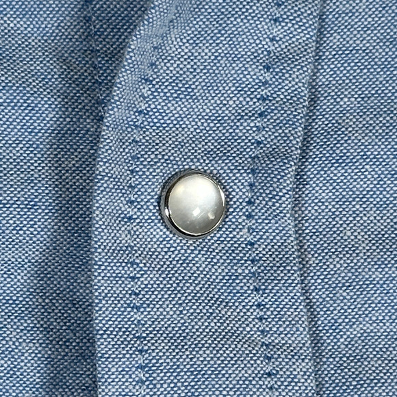 Vintage Ely Cattleman Western Shirt Adult SMALL Blue Chambray Cowboy Pearl Snap - Picture 6 of 9